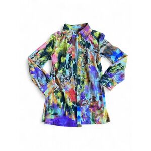 MARIA PINTO Abstract Print Button Down Shirt Long Sleeve Size M